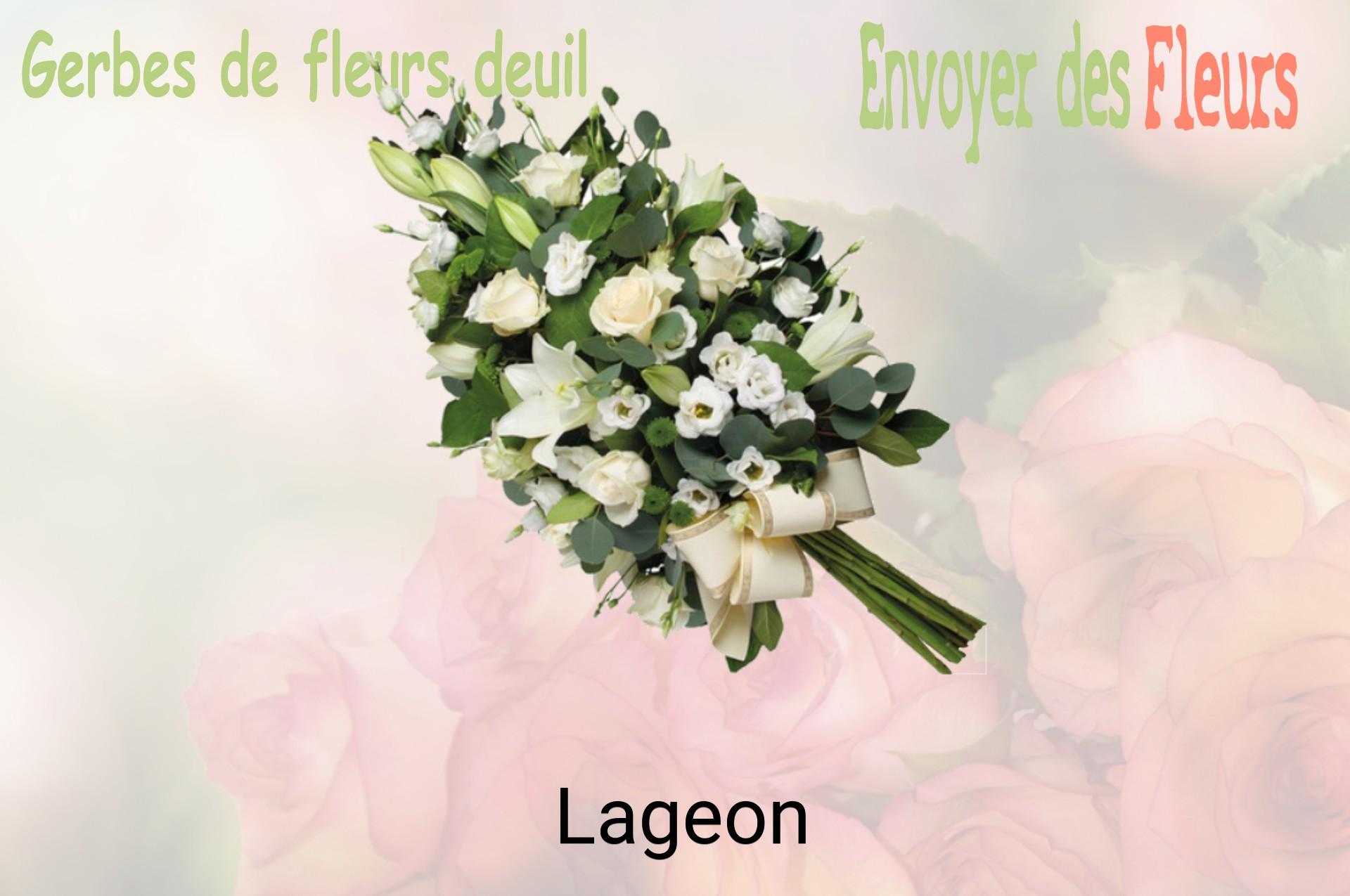 Gerbe de fleurs de deuil livrée à Lageon